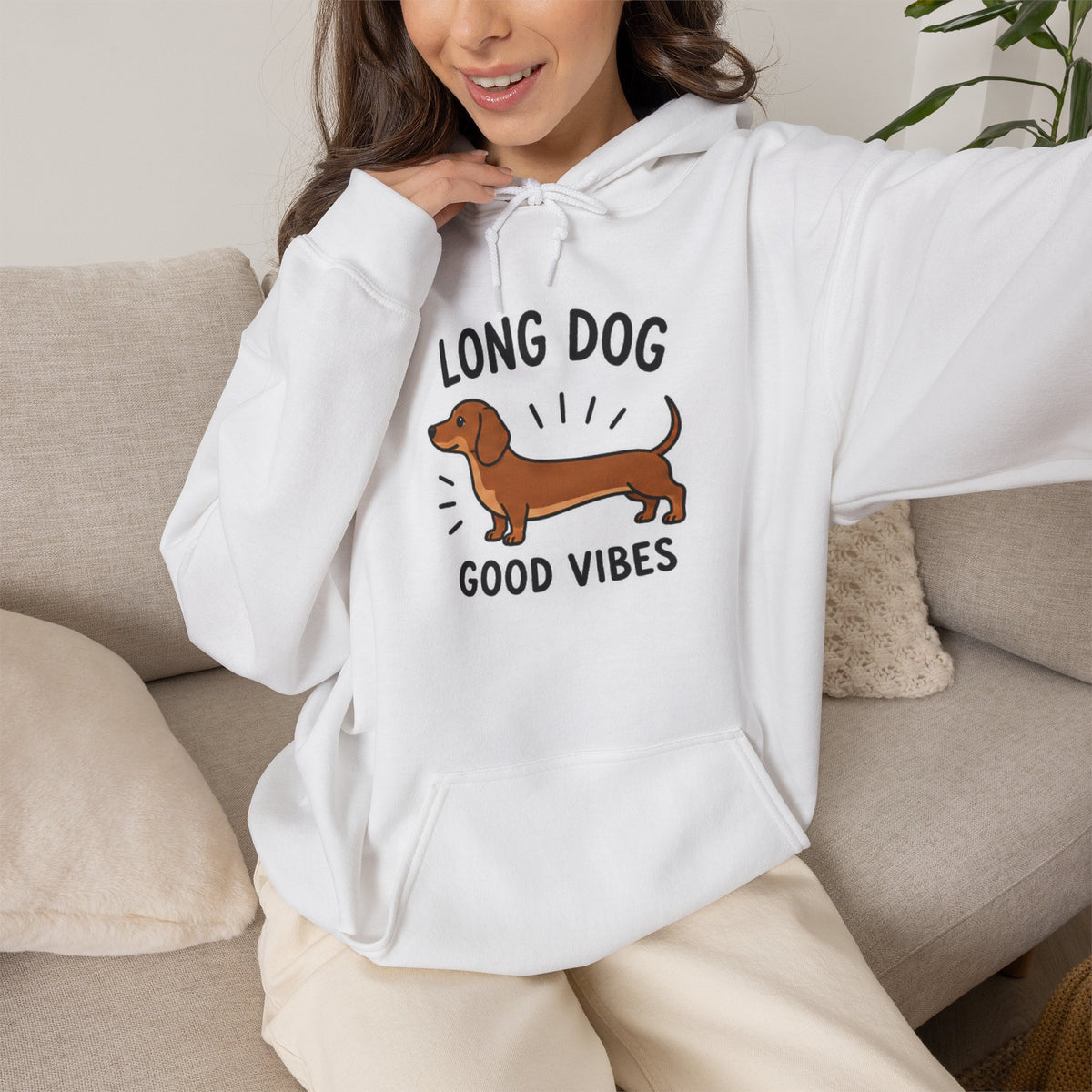 Dachshund Hoodie — "Long Dog — Good Vibes" Cozy Dachshund Lover Sweatshirt