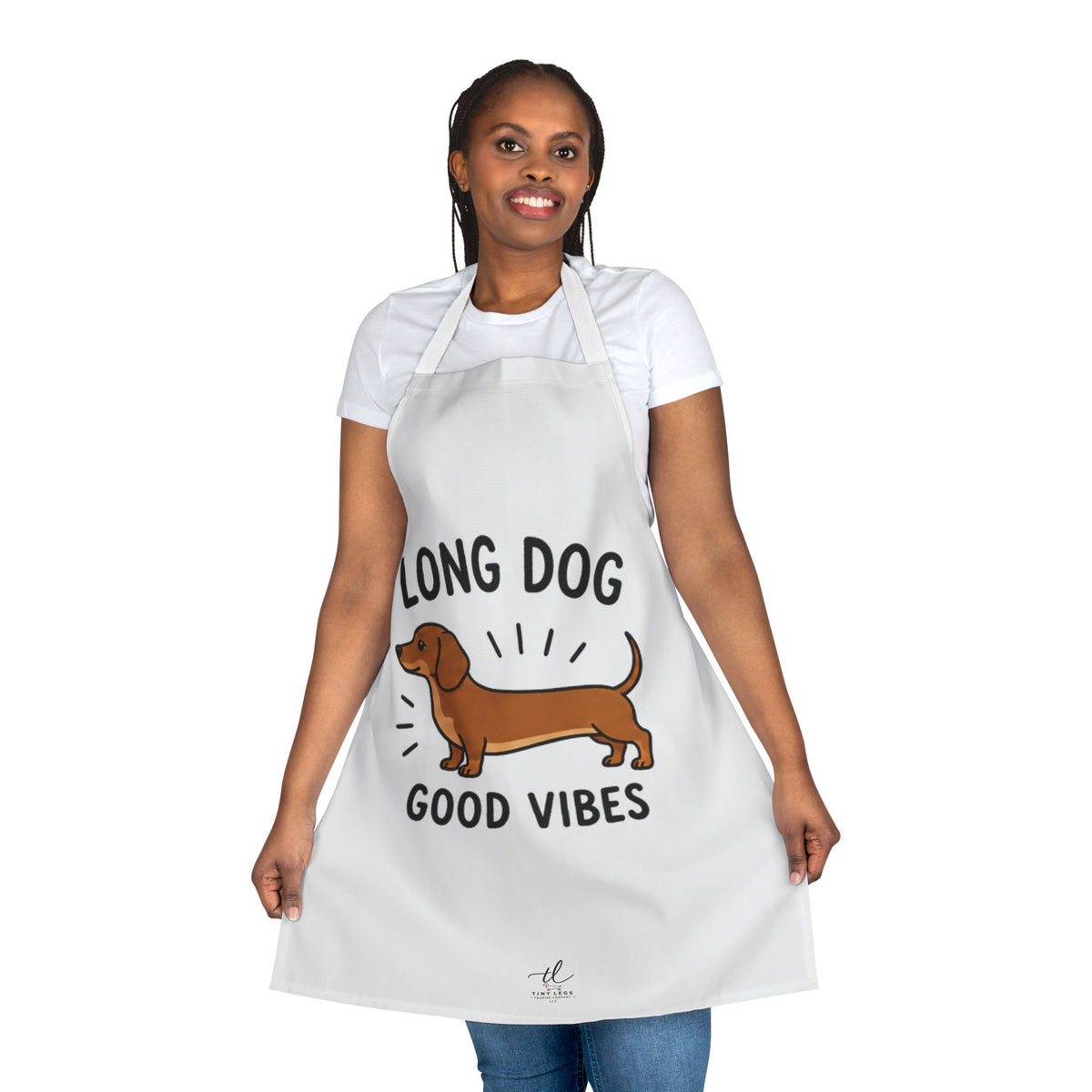 Dachshund Apron — "Long Dog, Good Vibes" Cute Dog Chef Apron