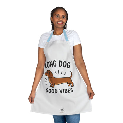 Dachshund Apron — "Long Dog, Good Vibes" Cute Dog Chef Apron