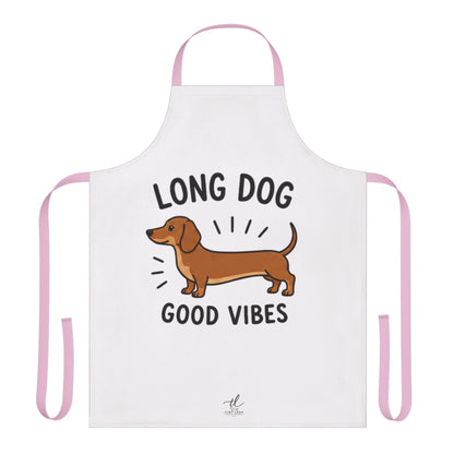 Dachshund Apron — "Long Dog, Good Vibes" Cute Dog Chef Apron