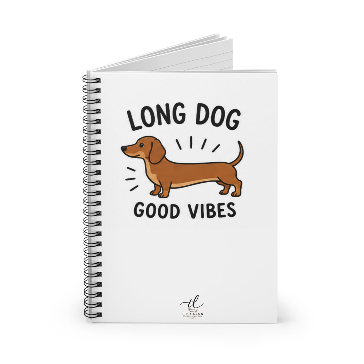 Dachshund Spiral Notebook — "Long Dog Good Vibes" Ruled Journal