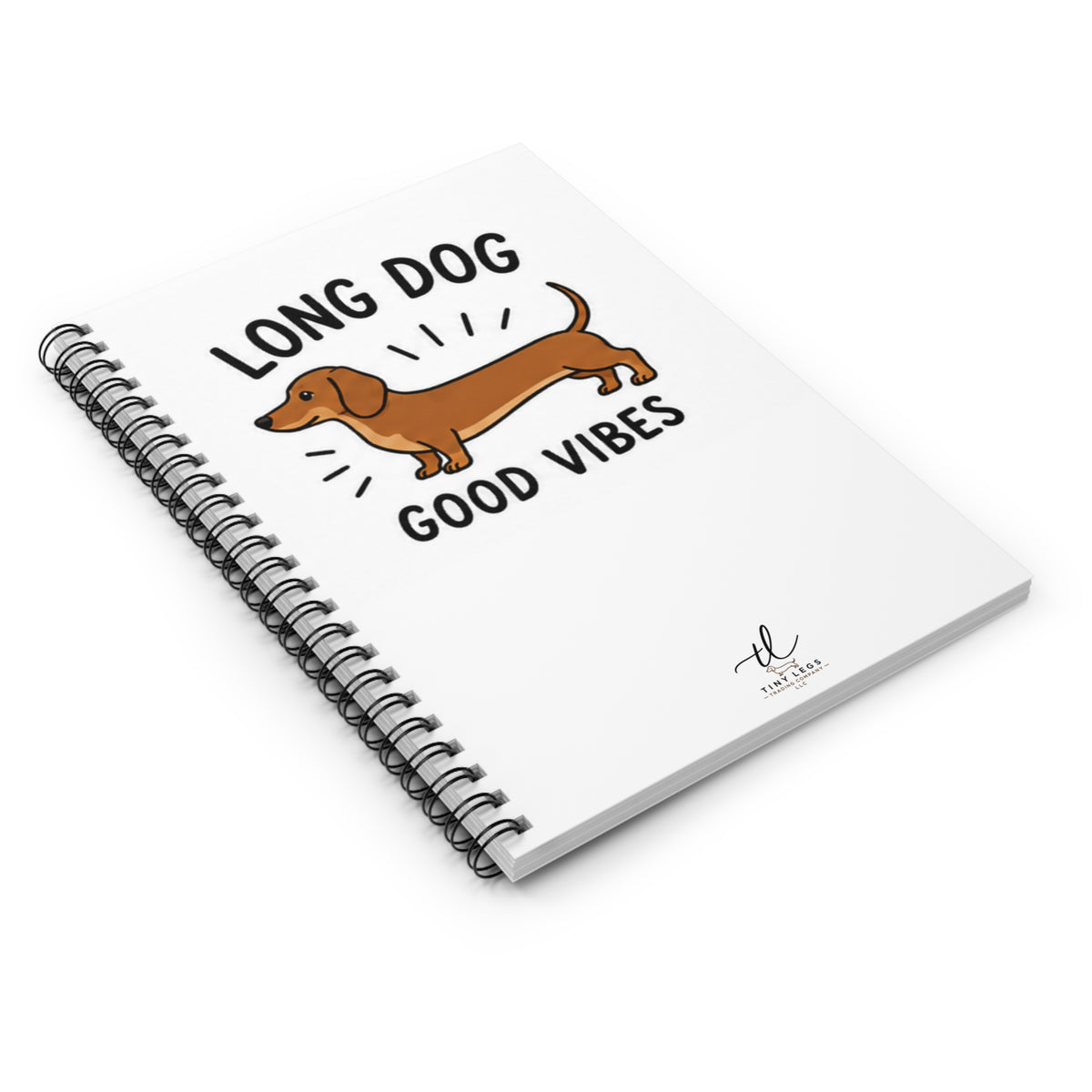 Dachshund Spiral Notebook — "Long Dog Good Vibes" Ruled Journal