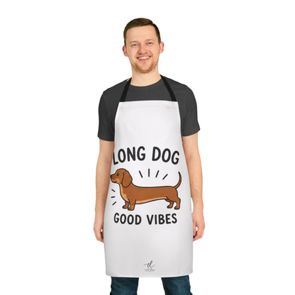 Dachshund Apron — "Long Dog, Good Vibes" Cute Dog Chef Apron