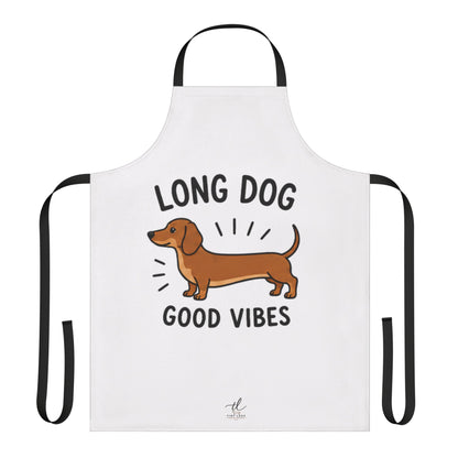 Dachshund Apron — "Long Dog, Good Vibes" Cute Dog Chef Apron